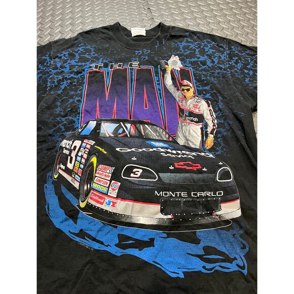 Vintage Chase Dale Earnhardt The Man T Shirt Size XL 90s All Over Print Nascar - Picture 2 of 10